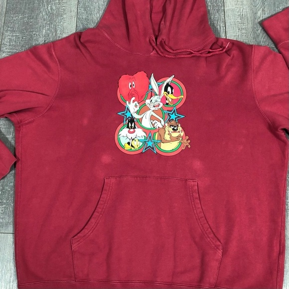 UNIQLO x LOONEY TUNES WB Long Sleeve Sweat Pullover Red Hoodie‎ Size XL - Picture 6 of 10
